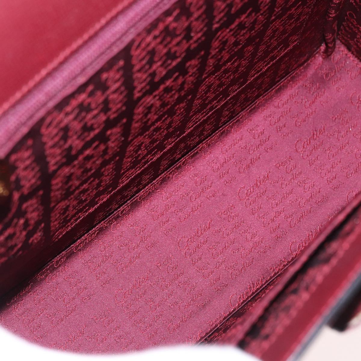 CARTIER Must Line Hand Bag Leather Bordeaux Gold Auth 184437A