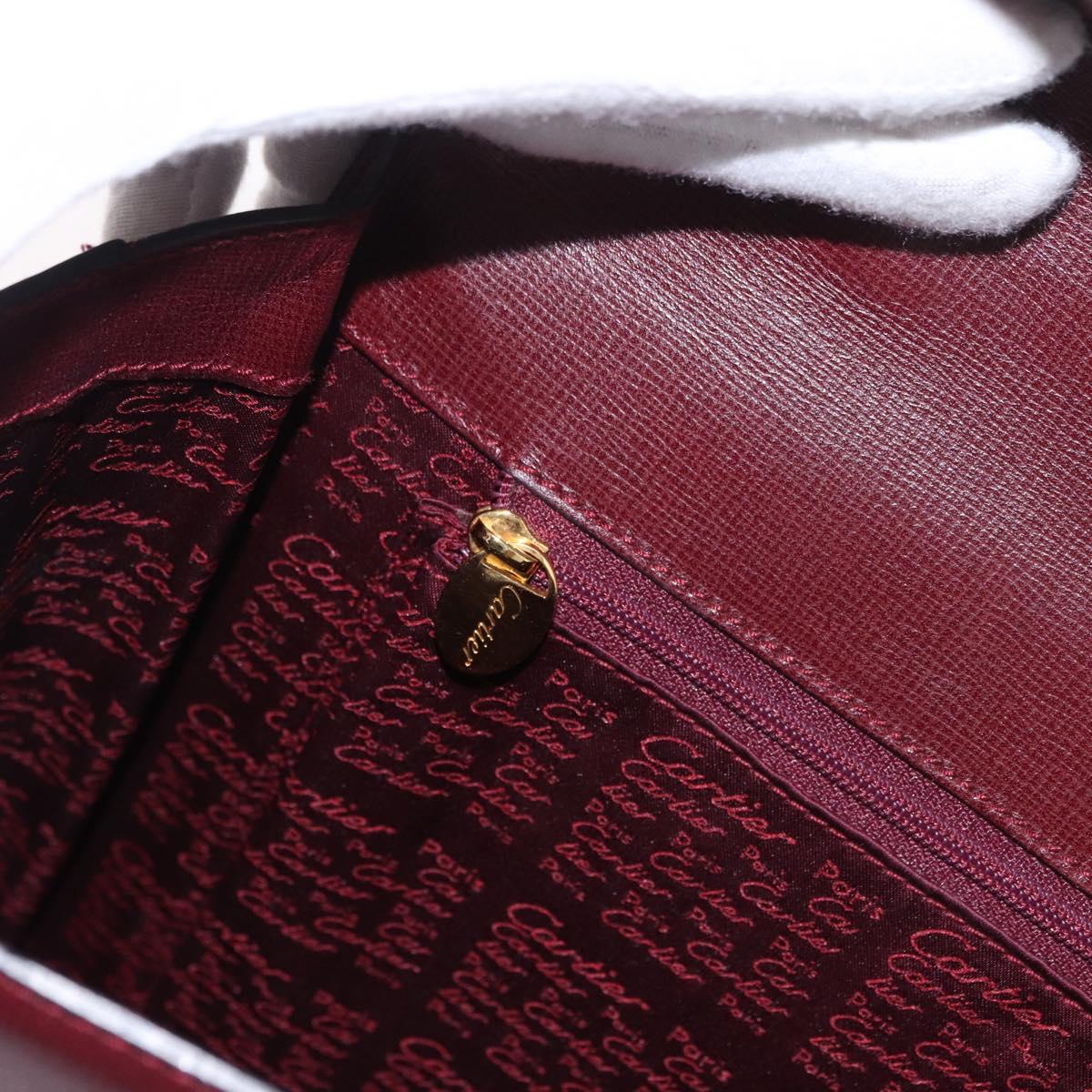 CARTIER Must Line Hand Bag Leather Bordeaux Gold Auth 184437A