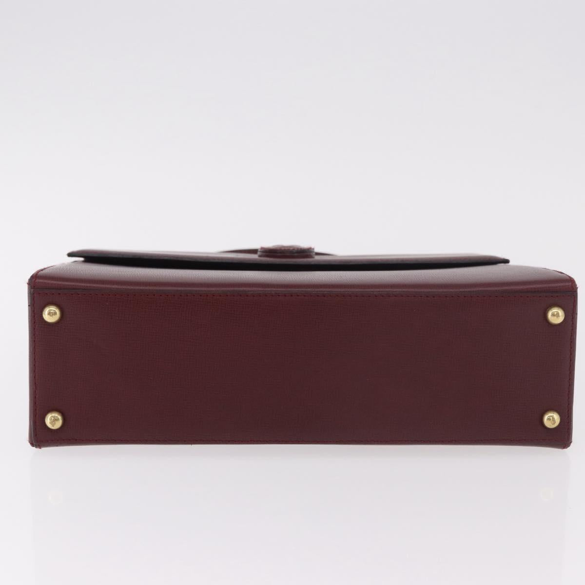 CARTIER Must Line Hand Bag Leather Bordeaux Gold Auth 184437A