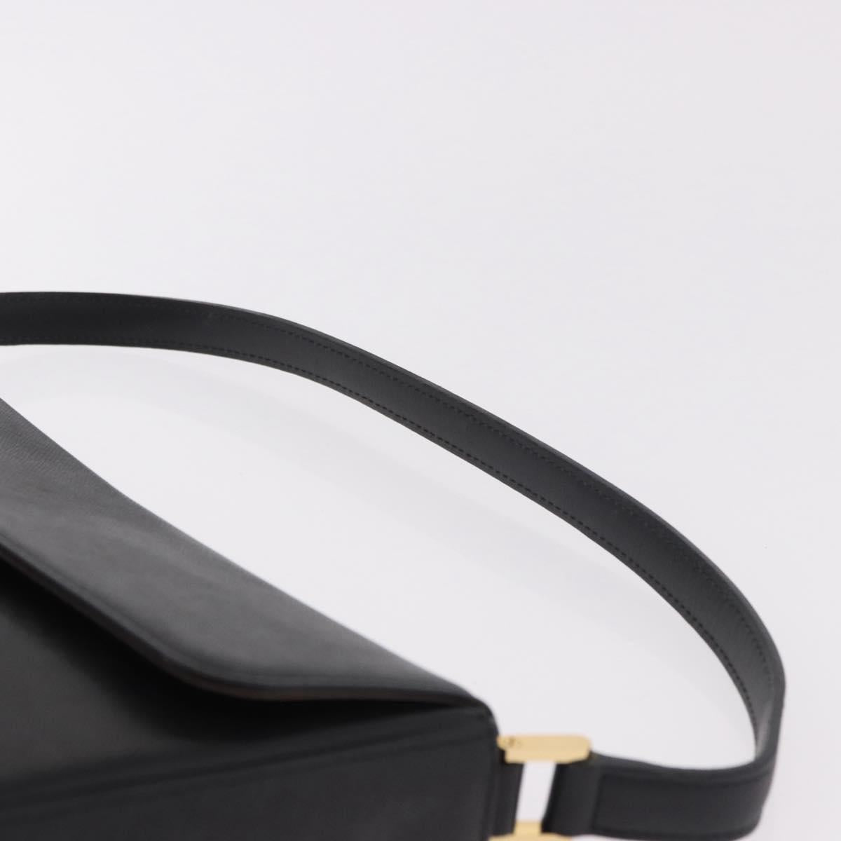BURBERRY Hand Bag Leather Black Gold Auth 184438