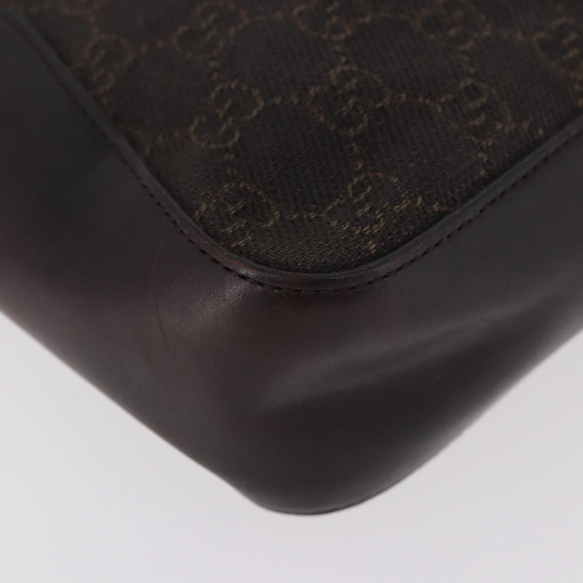 GUCCI GG Canvas Hand Bag Dark Brown Silver 73984 Auth 184439