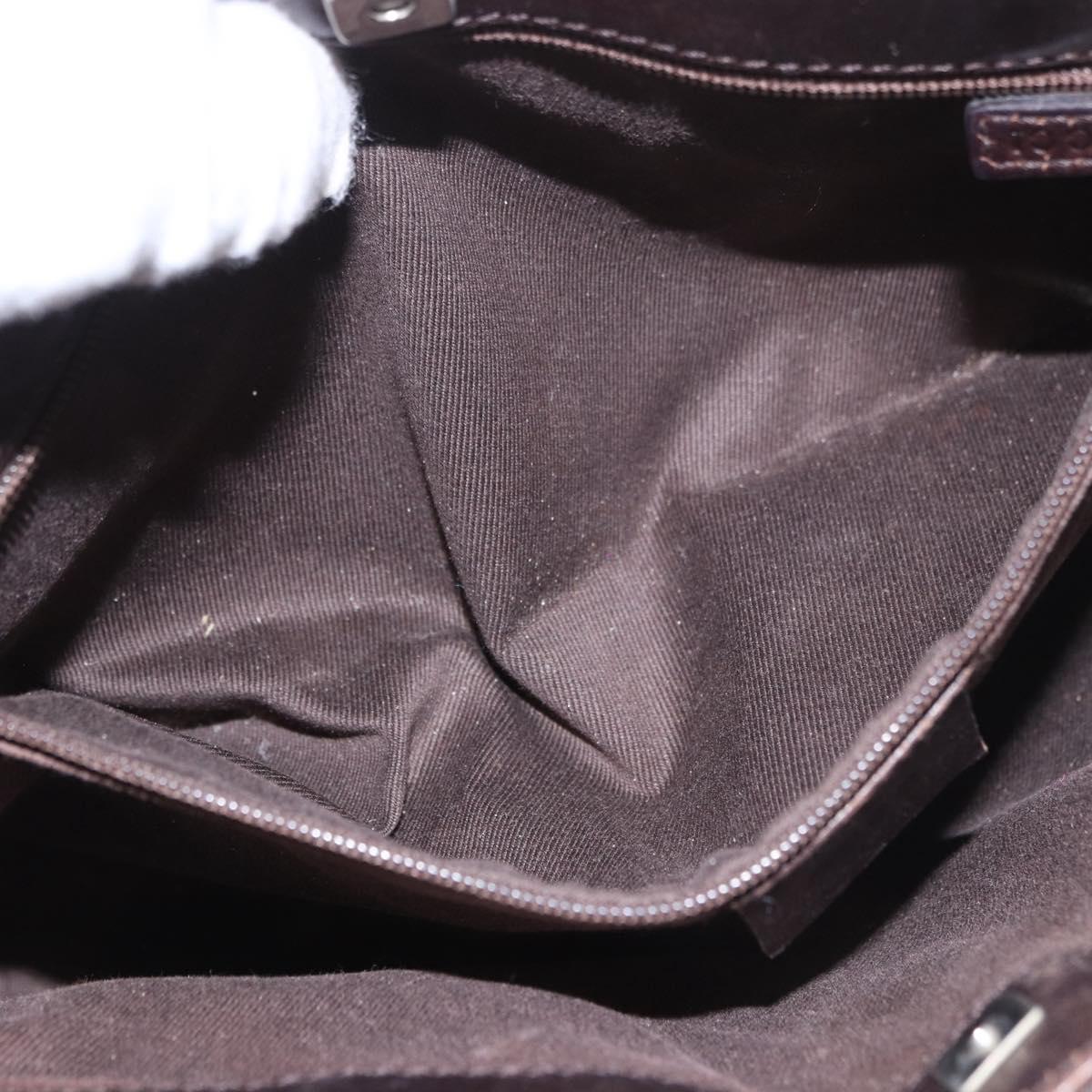 GUCCI GG Canvas Hand Bag Dark Brown Silver 73984 Auth 184439