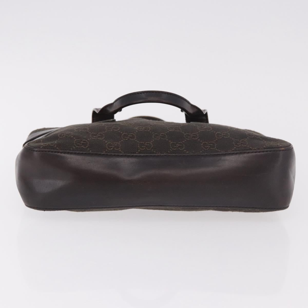 GUCCI GG Canvas Hand Bag Dark Brown Silver 73984 Auth 184439