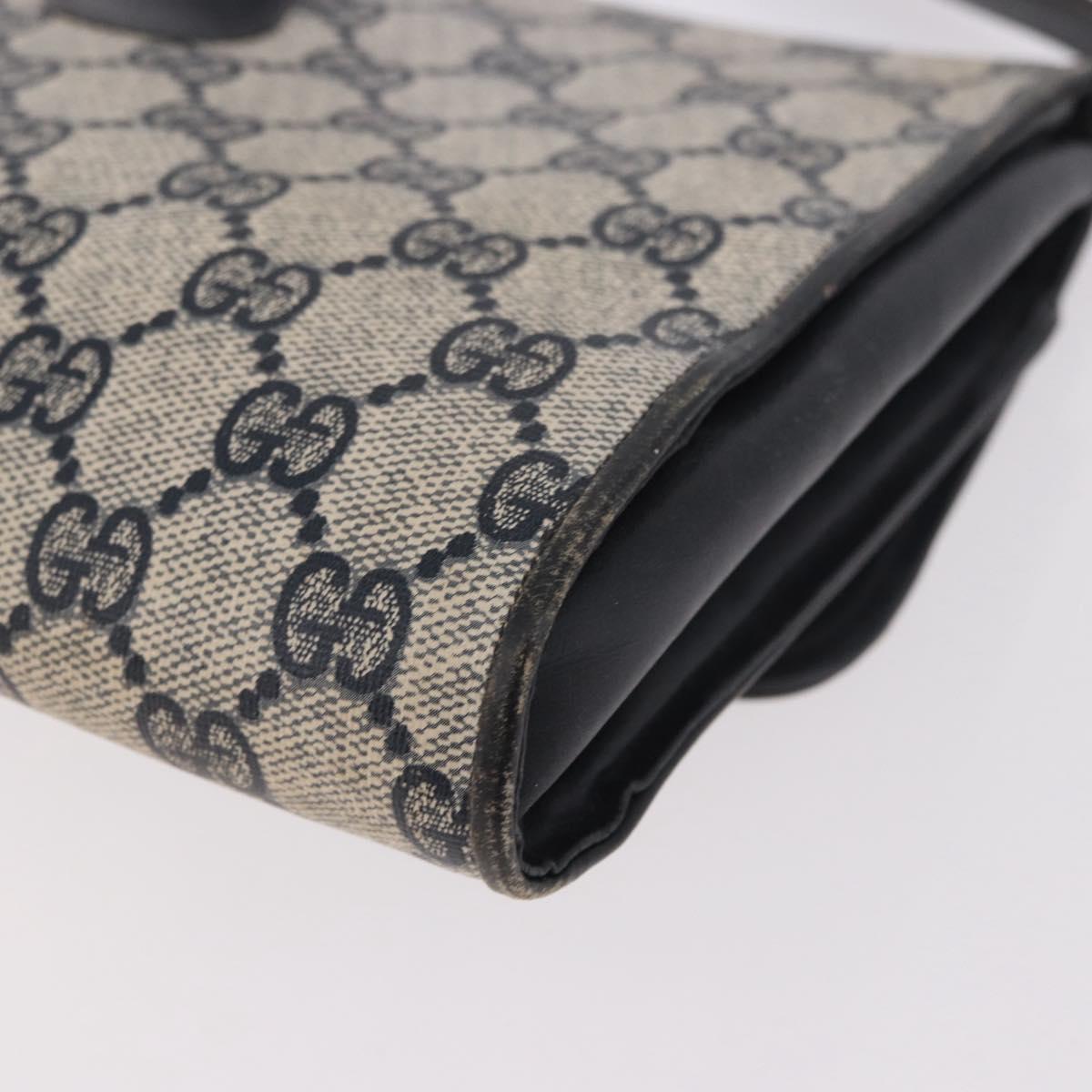 GUCCI GG Supreme Shoulder Bag PVC Navy Gold Auth 184440