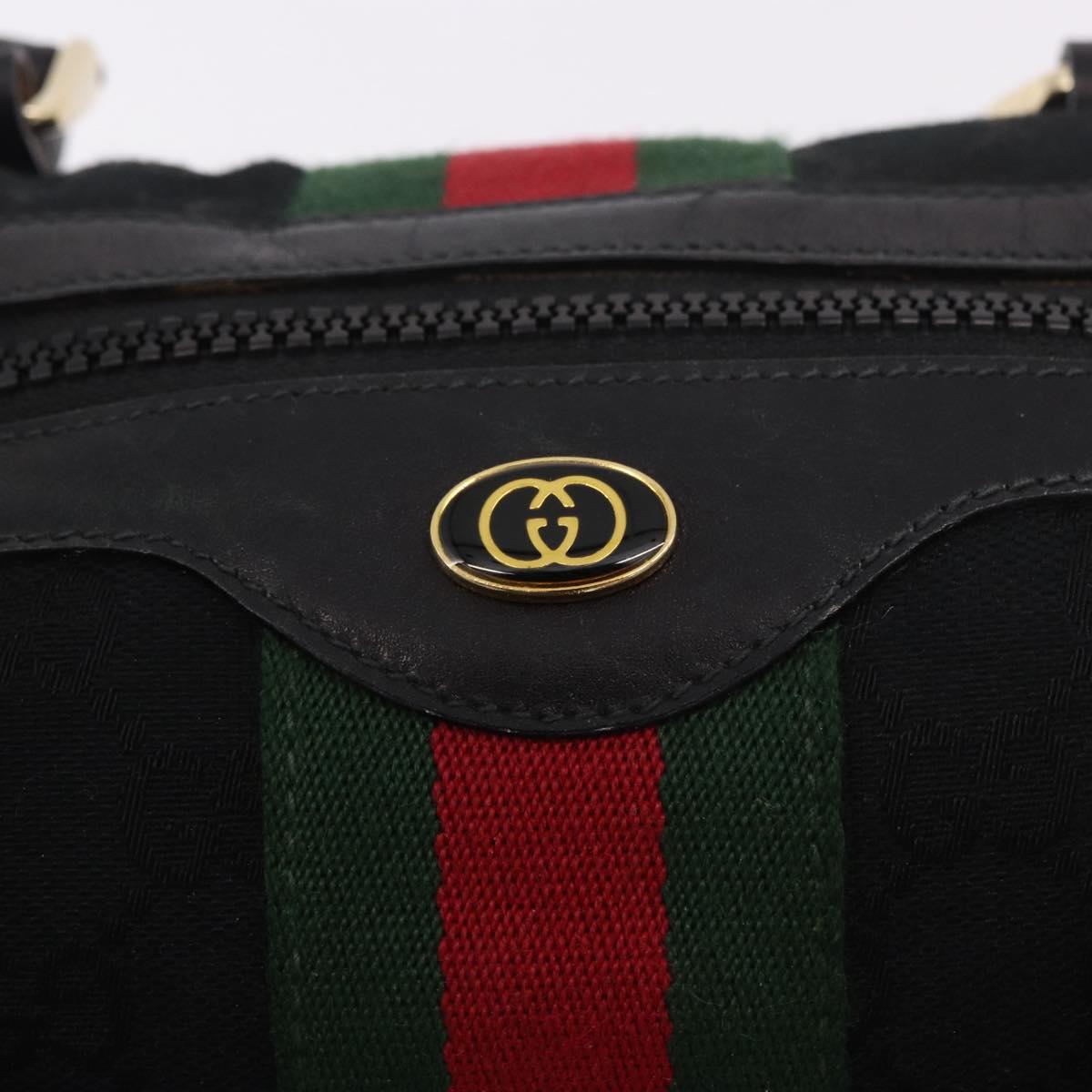 GUCCI GG Canvas Web Sherry Line Hand Bag Black Red Green 010 378 Auth 184441