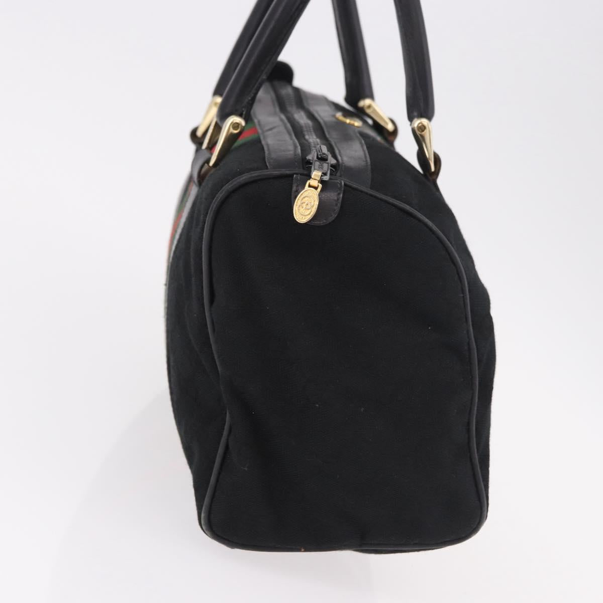 GUCCI GG Canvas Web Sherry Line Hand Bag Black Red Green 010 378 Auth 184441