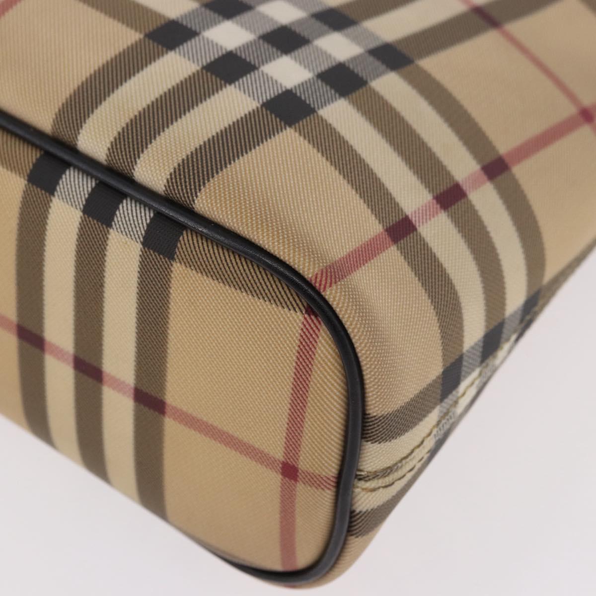 BURBERRY Nova Check Shoulder Bag PVC Beige Silver Auth 184442