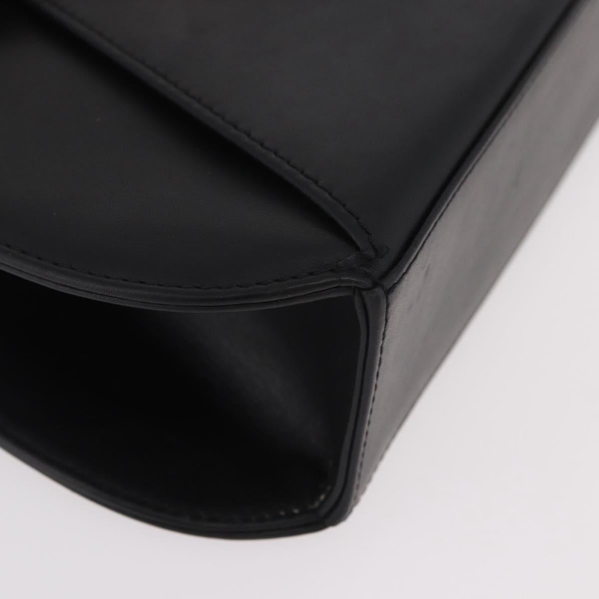CARTIER PANTHERE Hand Bag Leather Black Gold Auth 184443V