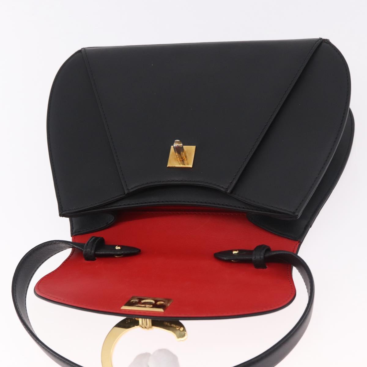 CARTIER PANTHERE Hand Bag Leather Black Gold Auth 184443V