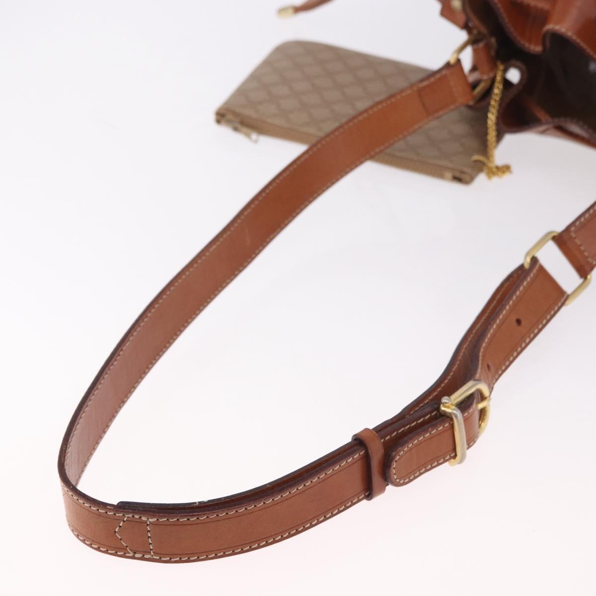 CELINE Macadam Canvas Shoulder Bag PVC Beige Gold Auth 184444