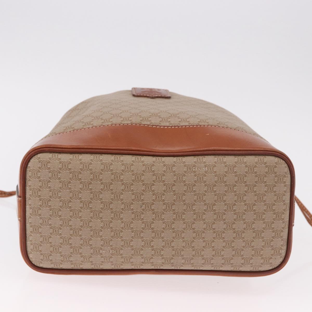 CELINE Macadam Canvas Shoulder Bag PVC Beige Gold Auth 184444