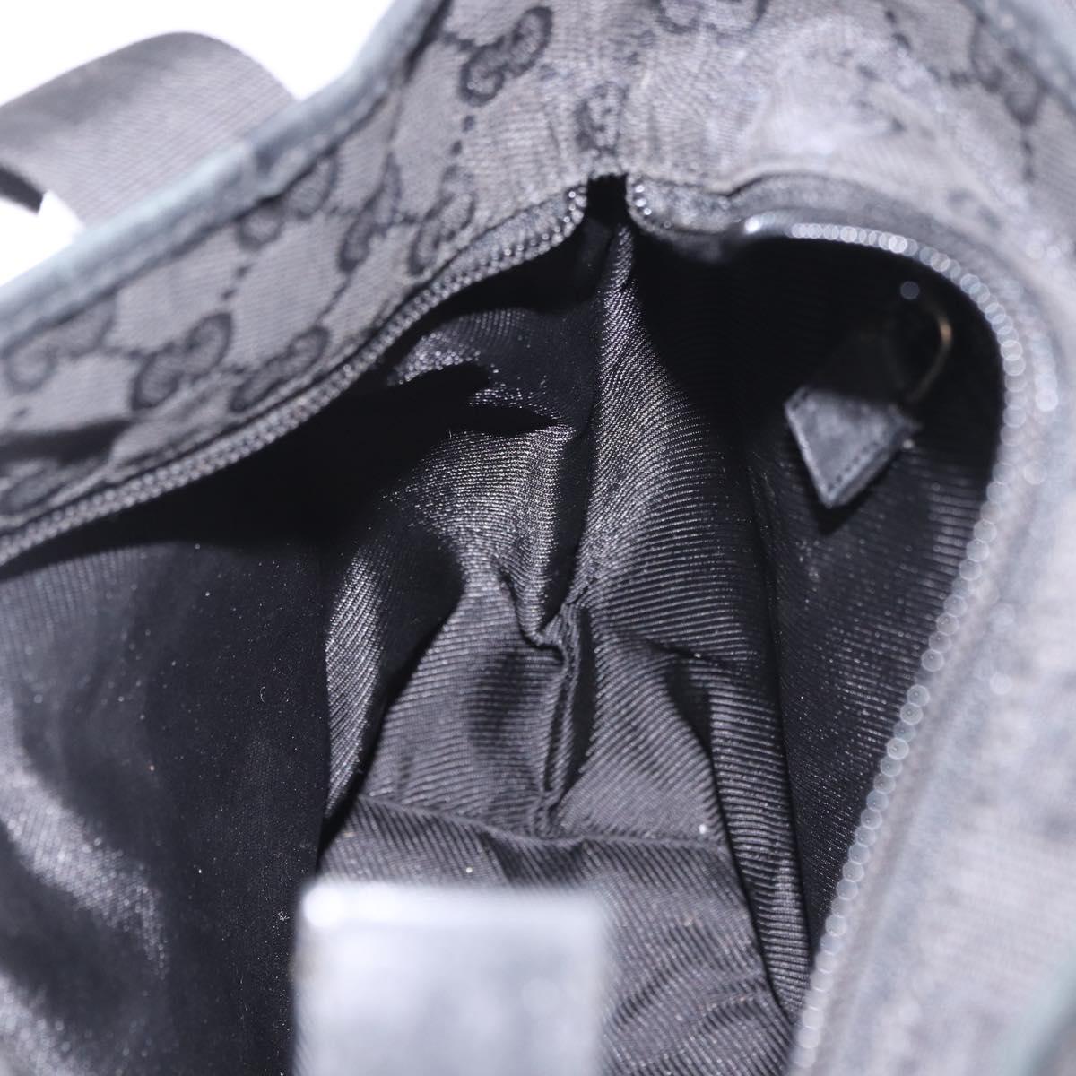 GUCCI GG Canvas Hand Bag Black Silver 28893 Auth 184450