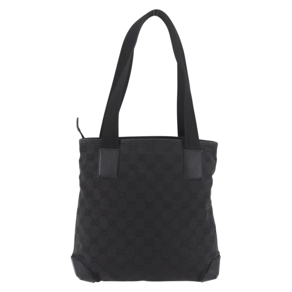 GUCCI GG Canvas Hand Bag Black Silver 28893 Auth 184450
