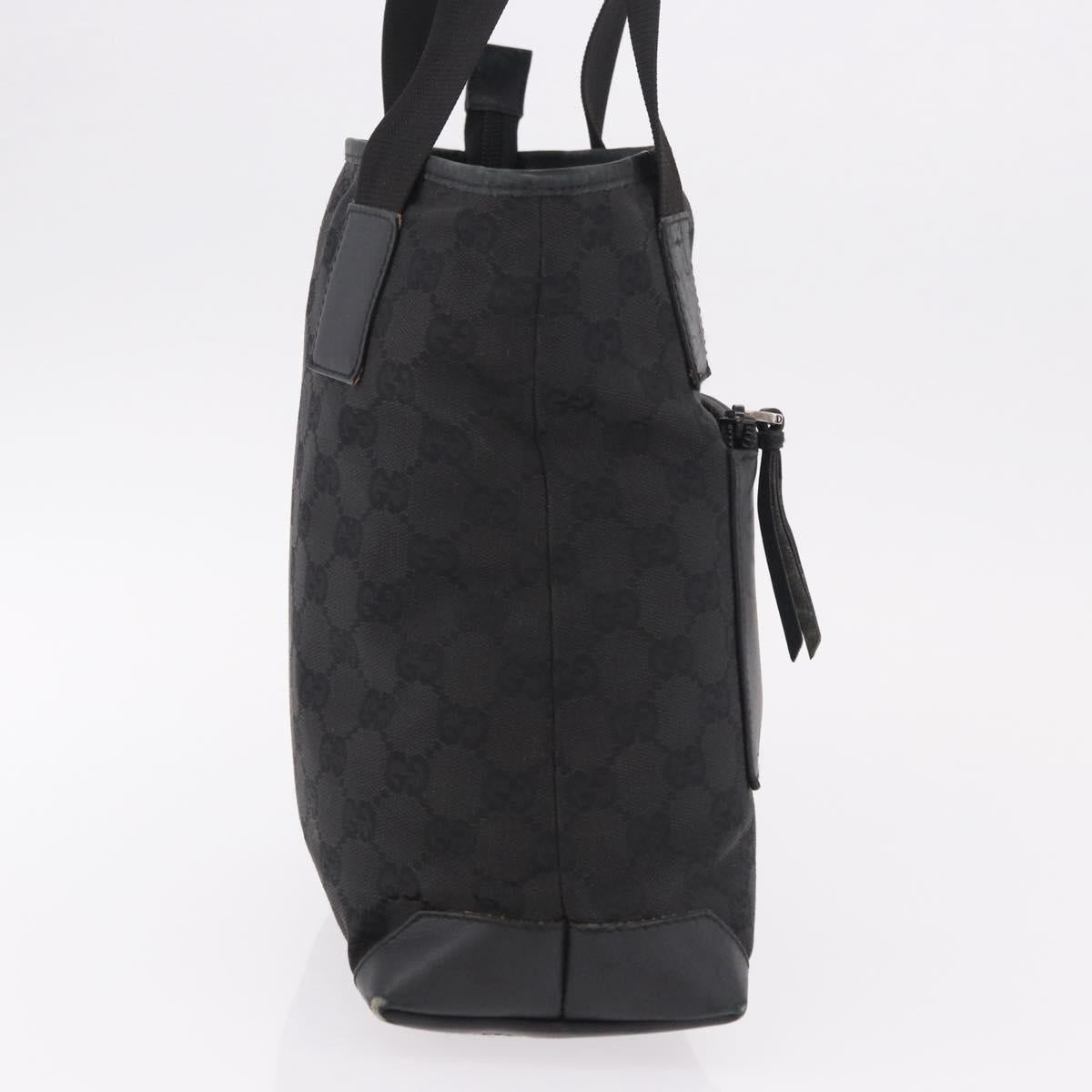GUCCI GG Canvas Hand Bag Black Silver 28893 Auth 184450