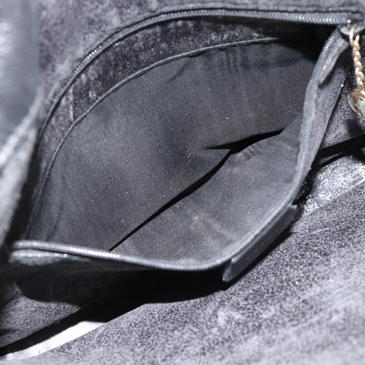 GUCCI Bamboo Hand Bag Leather 2way Black Gold 001 1638 2615 Auth 184452