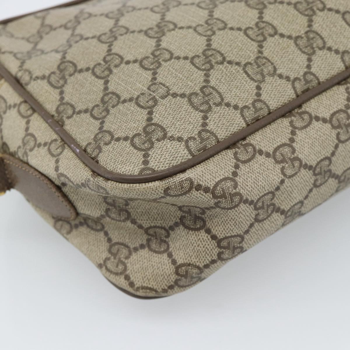 GUCCI GG Supreme Web Sherry Line Bag PVC Beige Gold 904 02 049 Auth 184454