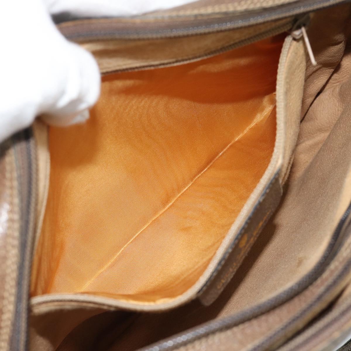 GUCCI GG Supreme Web Sherry Line Bag PVC Beige Gold 904 02 049 Auth 184454