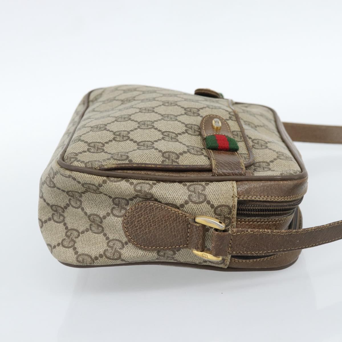 GUCCI GG Supreme Web Sherry Line Bag PVC Beige Gold 904 02 049 Auth 184454