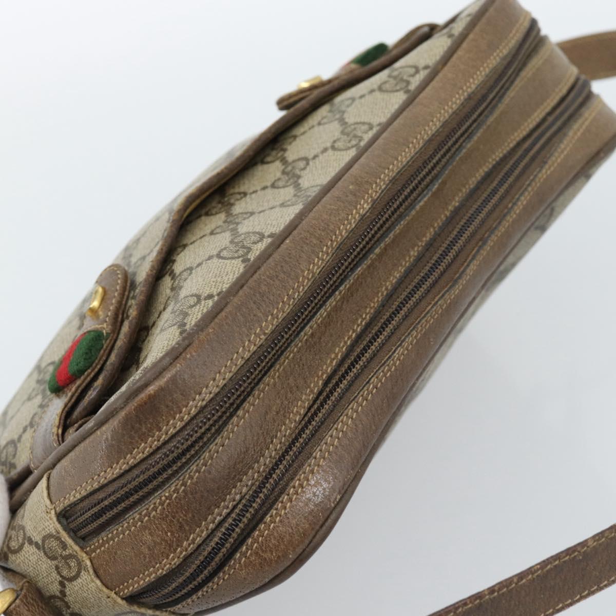 GUCCI GG Supreme Web Sherry Line Bag PVC Beige Gold 904 02 049 Auth 184454
