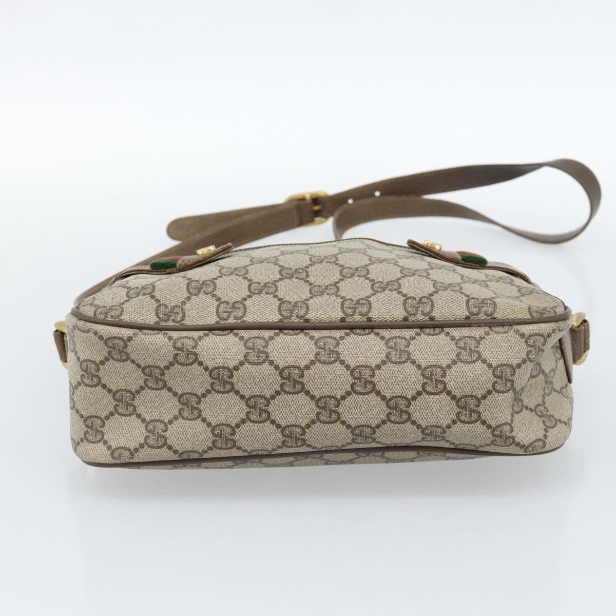 GUCCI GG Supreme Web Sherry Line Bag PVC Beige Gold 904 02 049 Auth 184454