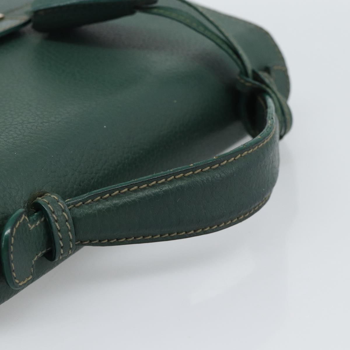 GUCCI Hand Bag Leather Green Gold Auth 184457