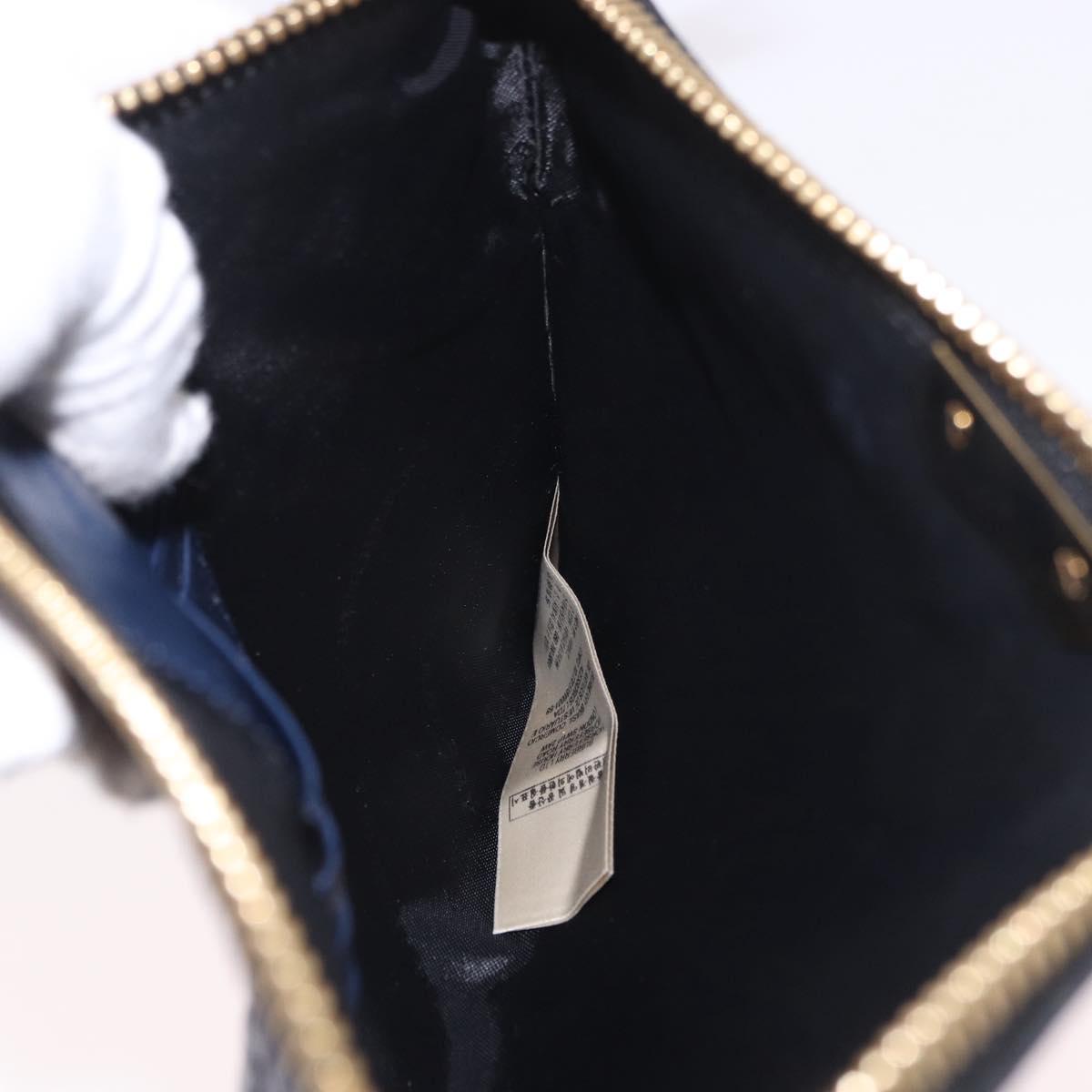 BURBERRY Shoulder Bag Leather Navy Gold Auth 184458A