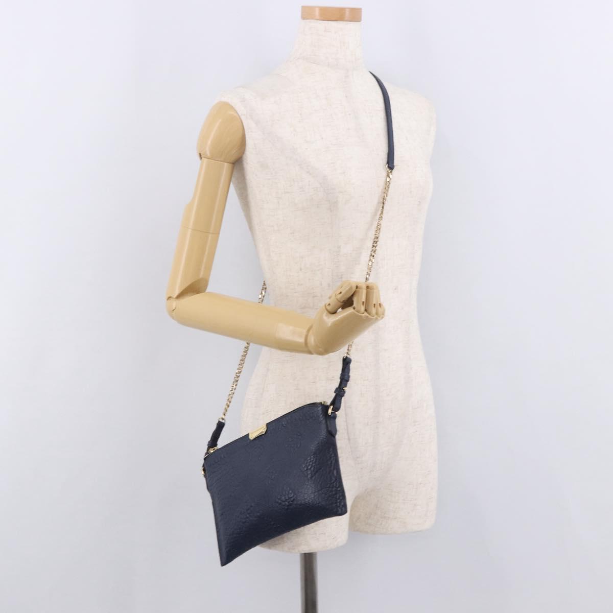 BURBERRY Shoulder Bag Leather Navy Gold Auth 184458A