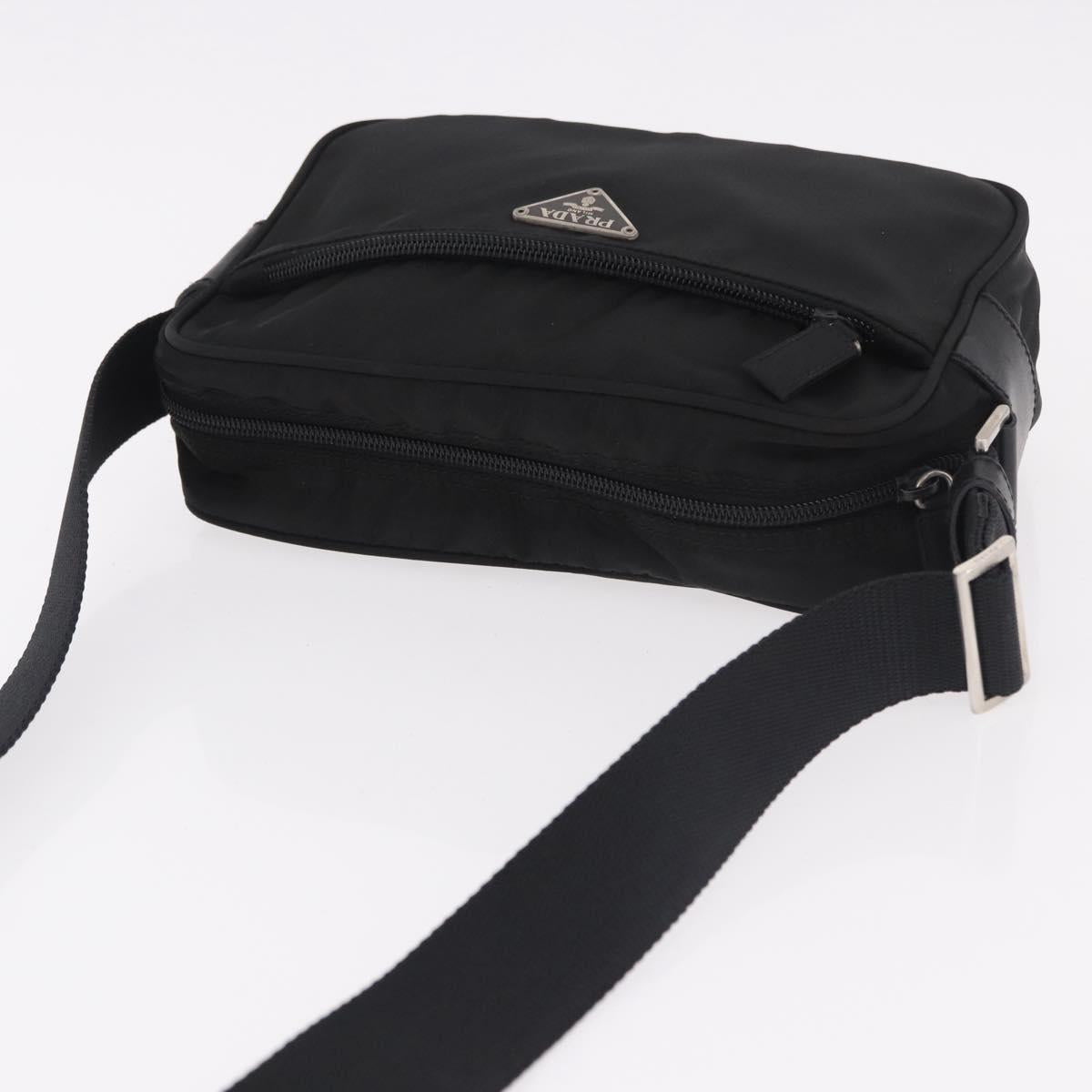 PRADA Shoulder Bag Test Nylon Navy Silver Auth 184461A