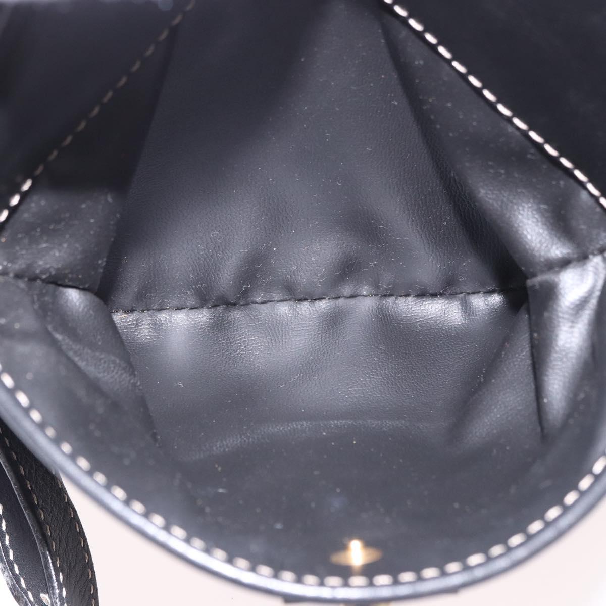 CELINE Shoulder Bag Leather Black Gold Auth 184462A