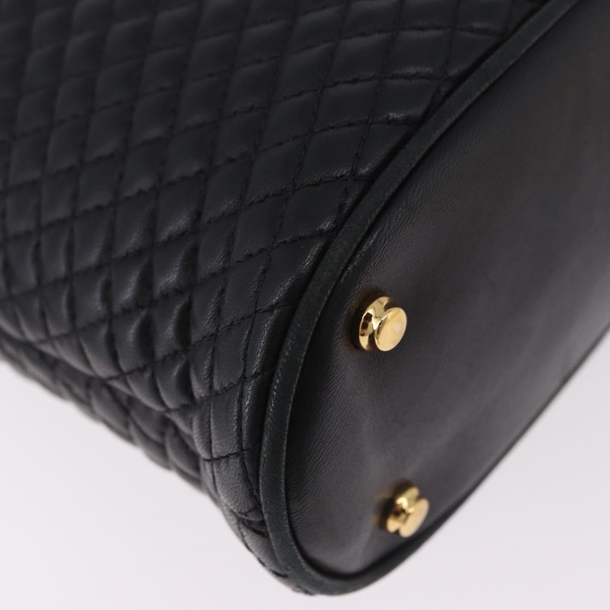 BALLY Chain Shoulder Bag Leather Black Gold Auth 184465
