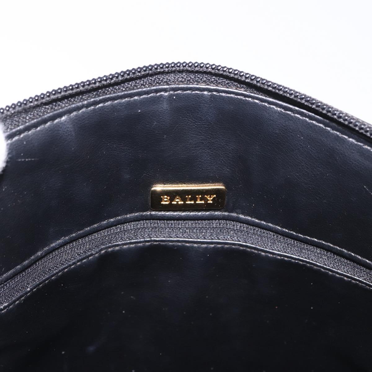 BALLY Chain Shoulder Bag Leather Black Gold Auth 184465