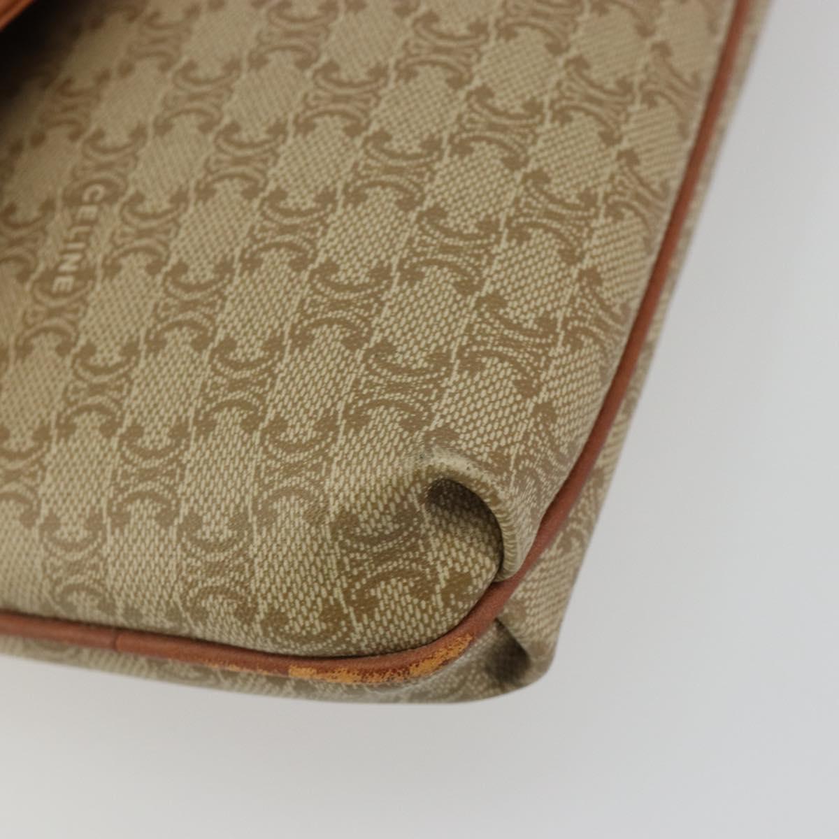 CELINE Macadam Canvas Clutch Bag PVC Beige Gold Auth 184467