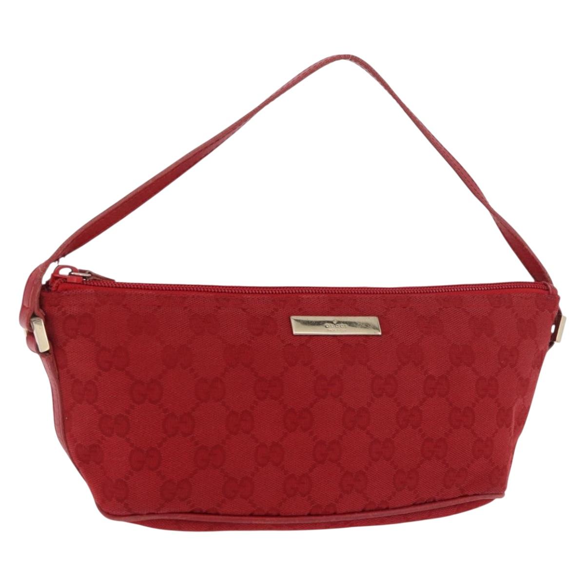 GUCCI GG Canvas Accessory Pouch Red Gold 039 1192 2123 Auth 184469
