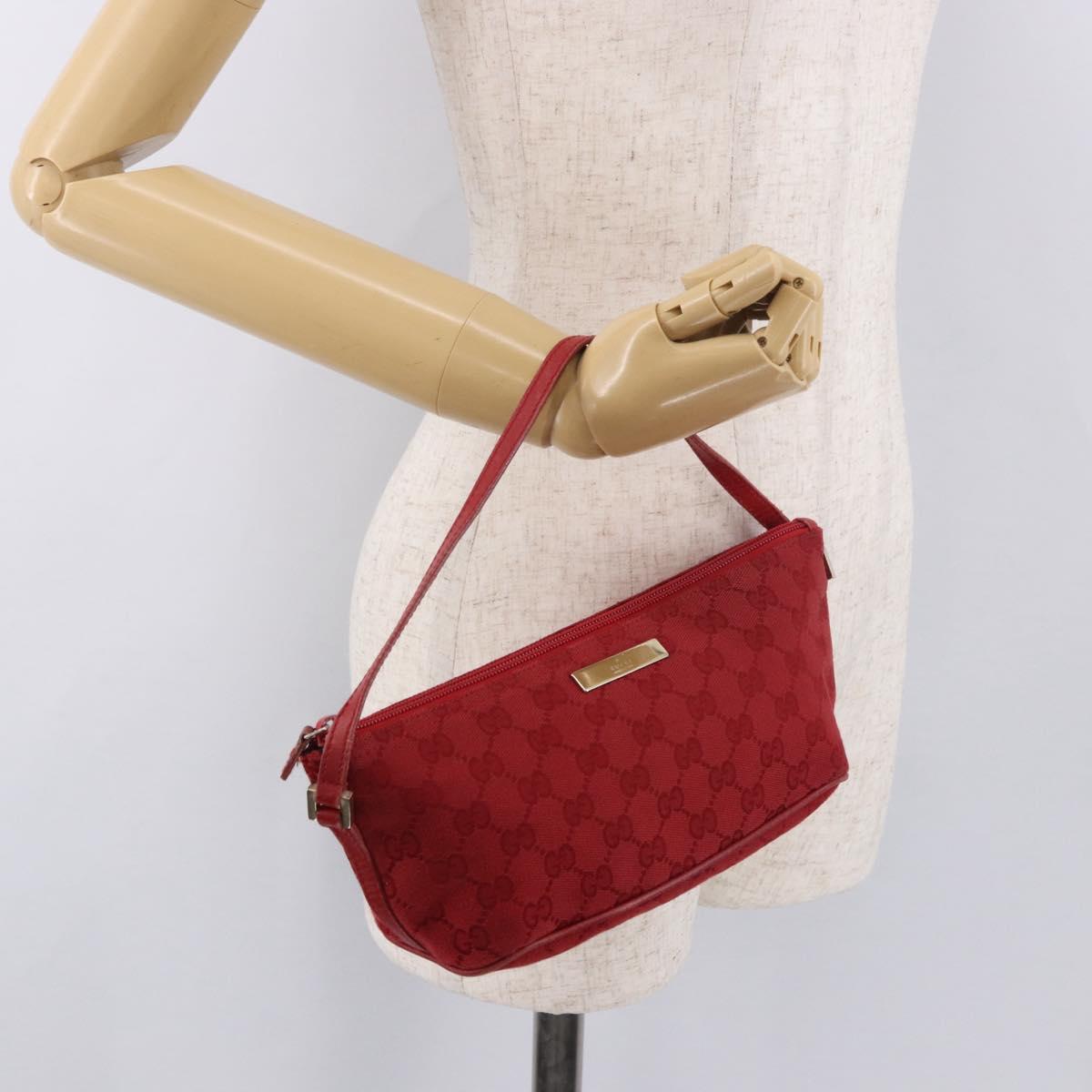GUCCI GG Canvas Accessory Pouch Red Gold 039 1192 2123 Auth 184469
