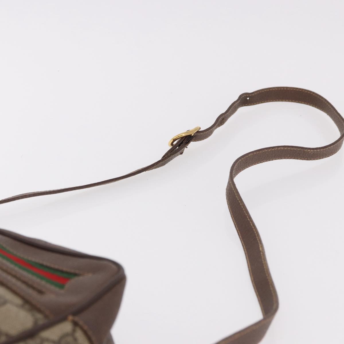 GUCCI GG Supreme Web Sherry Line Shoulder Bag PVC Beige Red Auth 184470