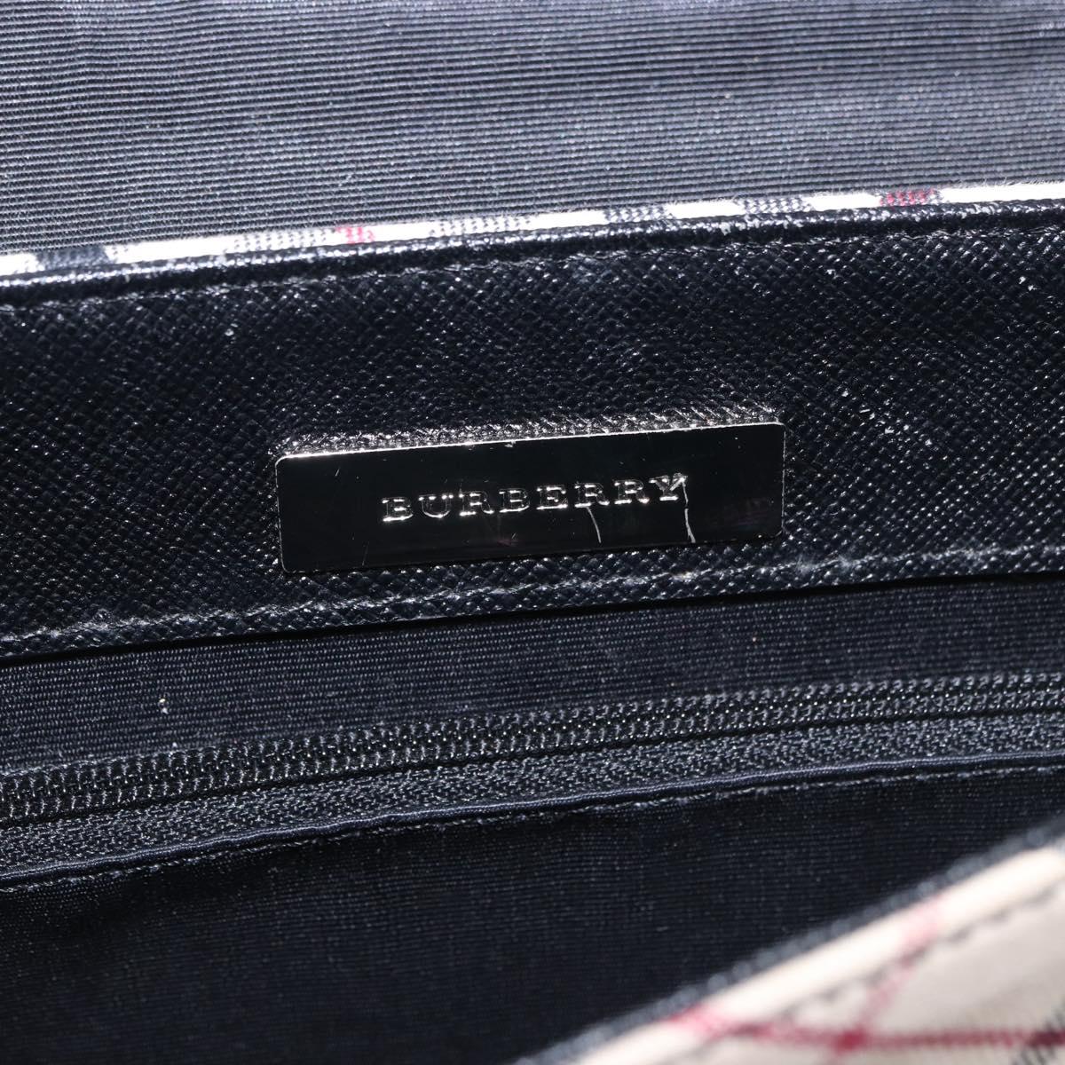 BURBERRY Nova Check Shoulder Bag Canvas Beige Silver Auth 184471A