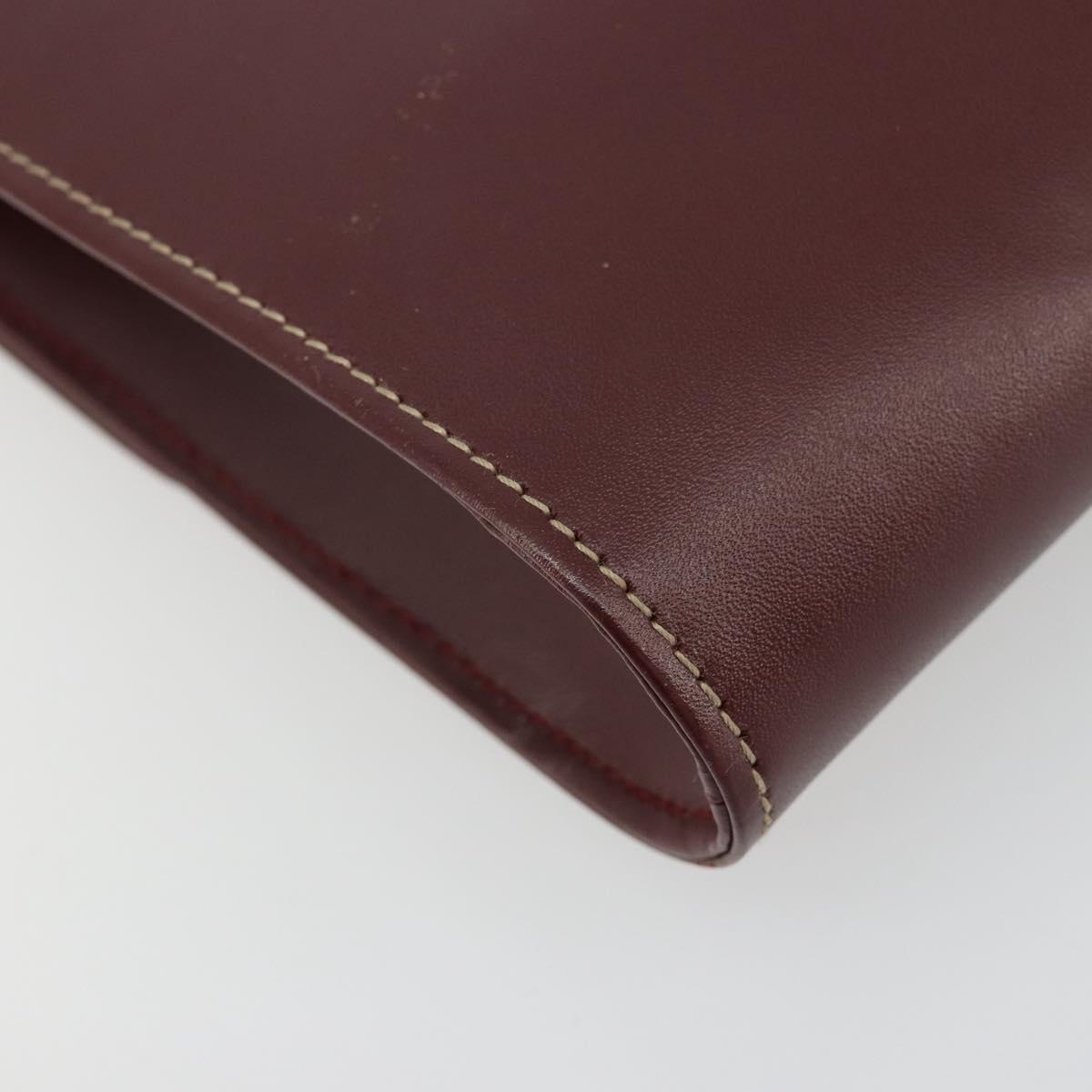 CARTIER Must Line Clutch Bag Leather Bordeaux Gold Auth 184473A