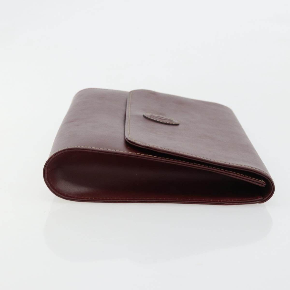 CARTIER Must Line Clutch Bag Leather Bordeaux Gold Auth 184473A