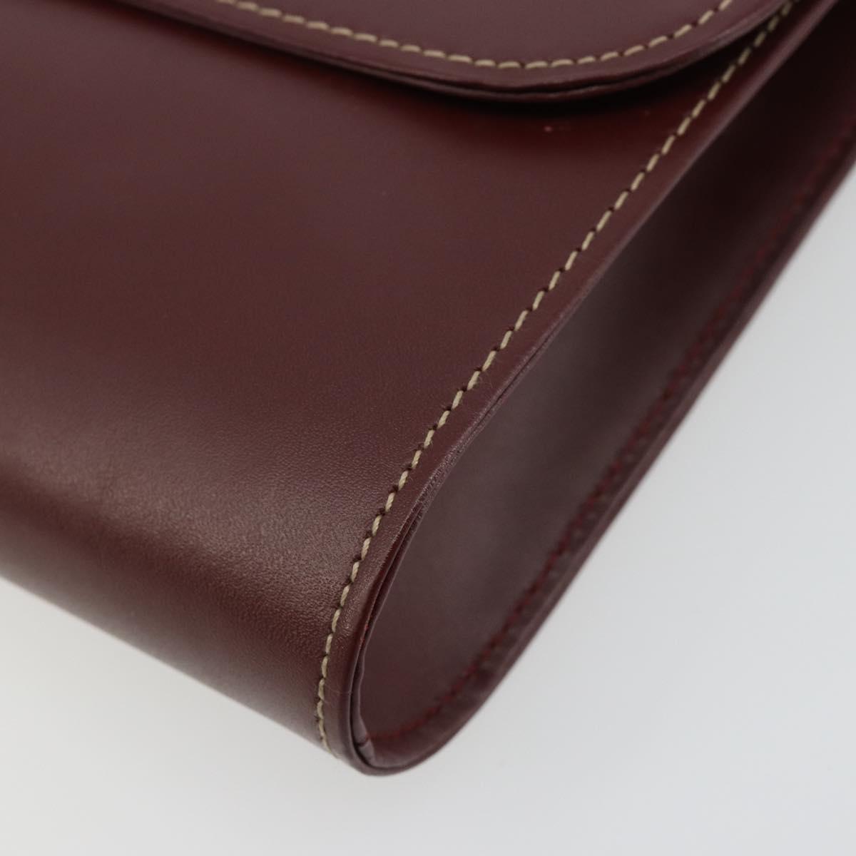 CARTIER Must Line Clutch Bag Leather Bordeaux Gold Auth 184473A