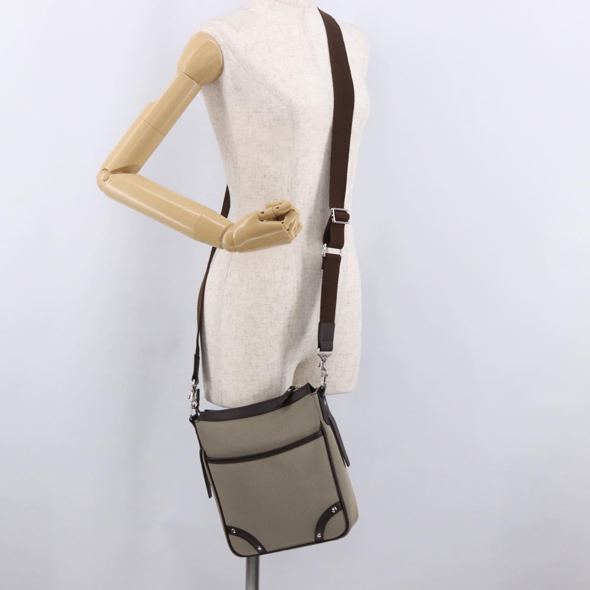BURBERRY Nova Check Shoulder Bag Canvas Beige Silver Auth 184474A