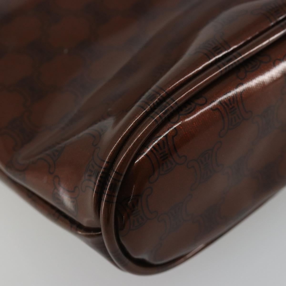 CELINE Macadam Canvas Hand Bag Vinyl Brown Auth 184476