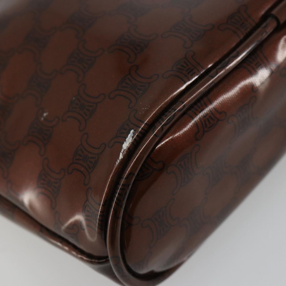 CELINE Macadam Canvas Hand Bag Vinyl Brown Auth 184476
