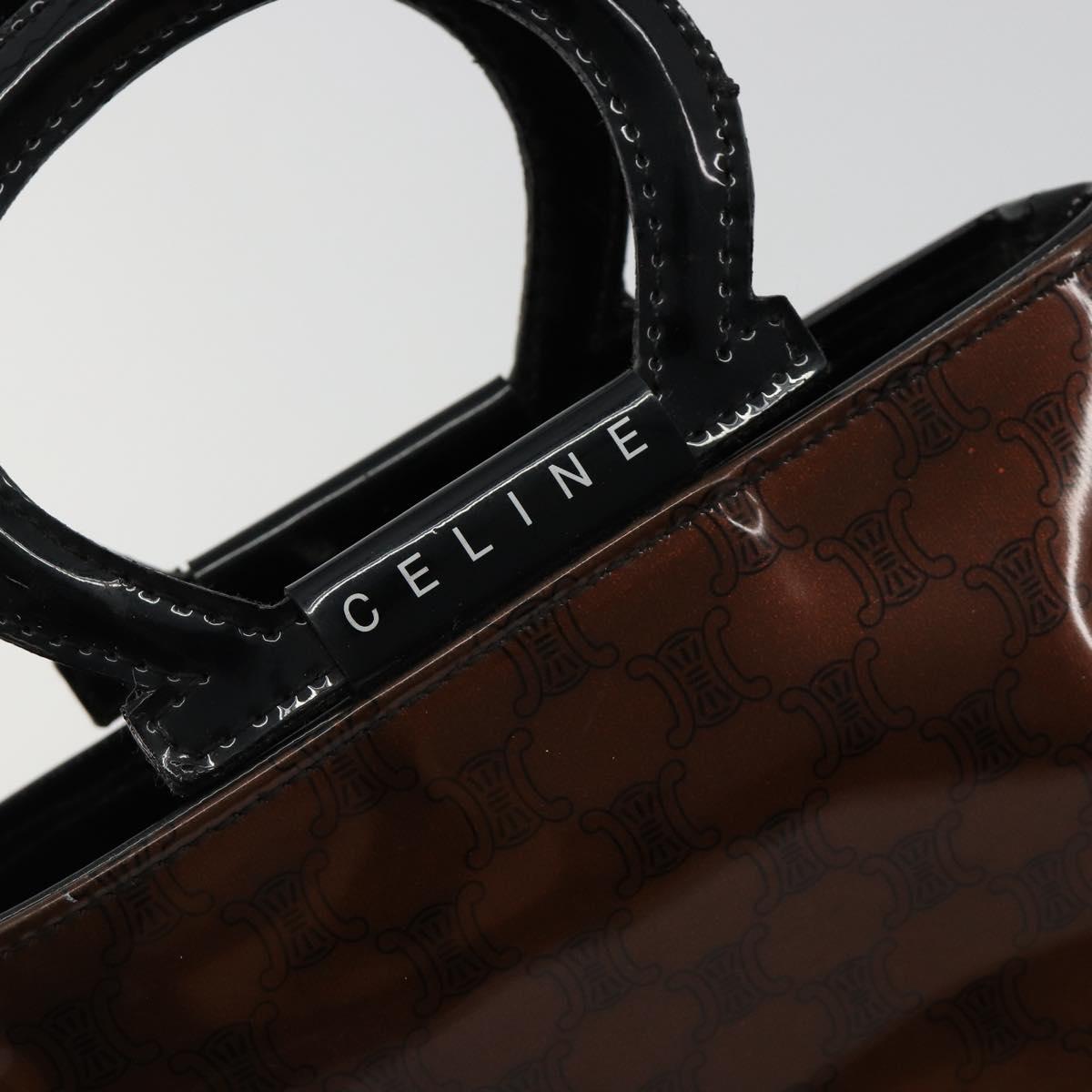 CELINE Macadam Canvas Hand Bag Vinyl Brown Auth 184476