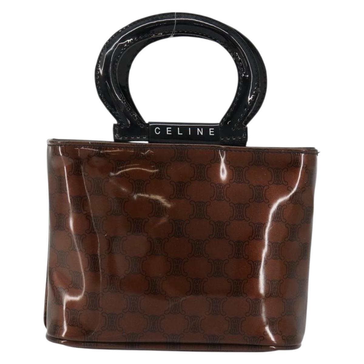 CELINE Macadam Canvas Hand Bag Vinyl Brown Auth 184476