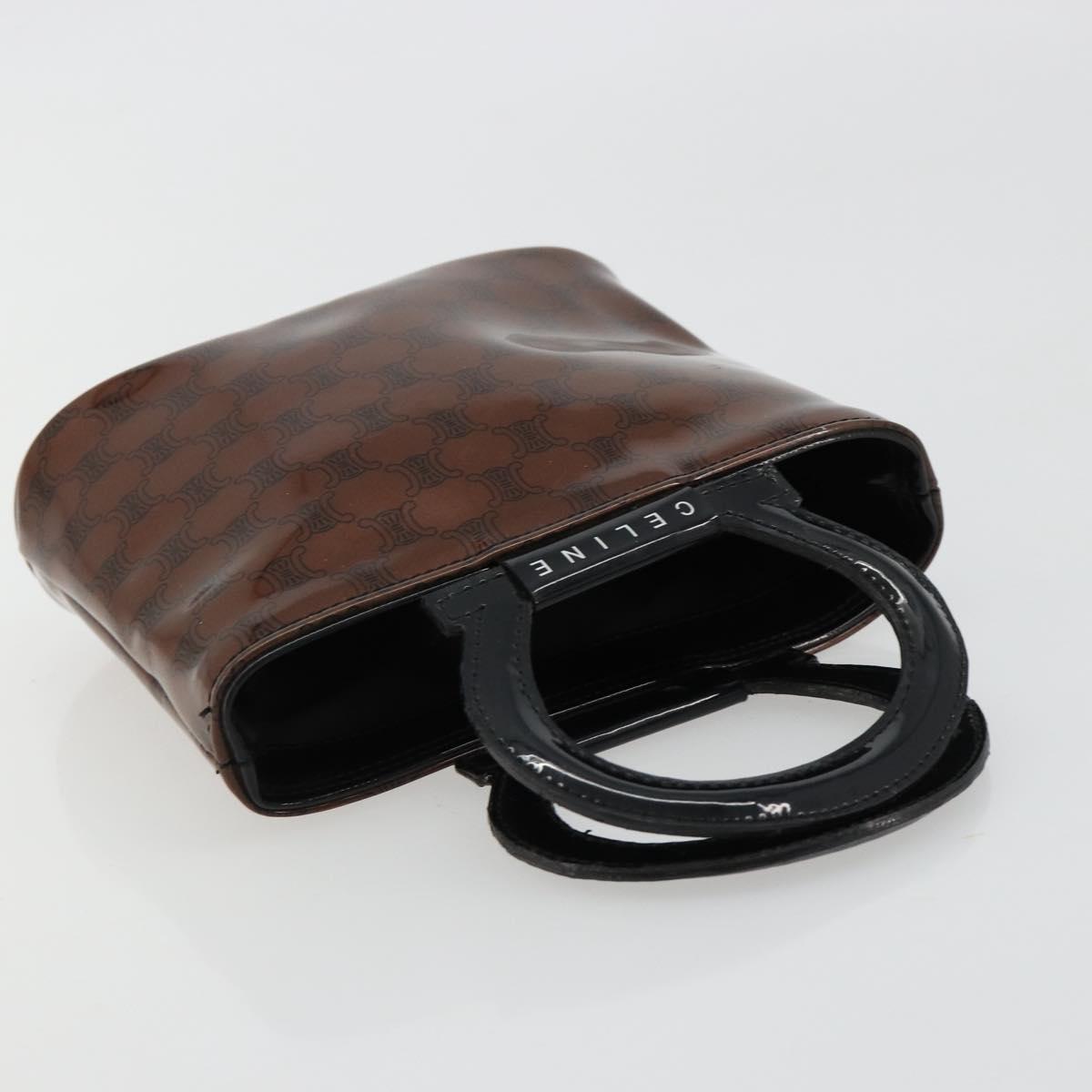 CELINE Macadam Canvas Hand Bag Vinyl Brown Auth 184476
