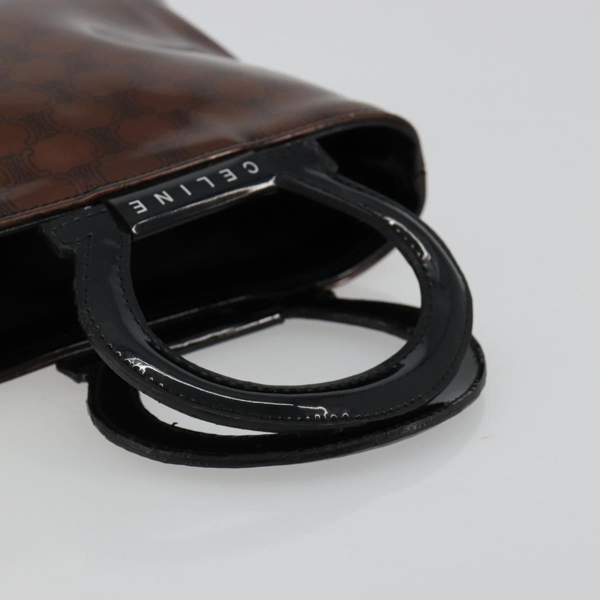 CELINE Macadam Canvas Hand Bag Vinyl Brown Auth 184476