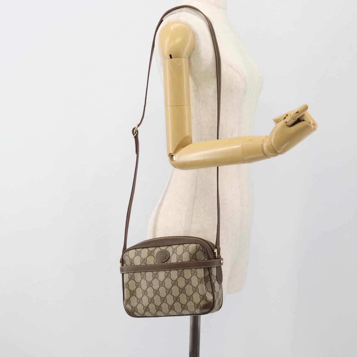 GUCCI GG Supreme Shoulder Bag PVC Beige Gold 007 084 0092 Auth 184480