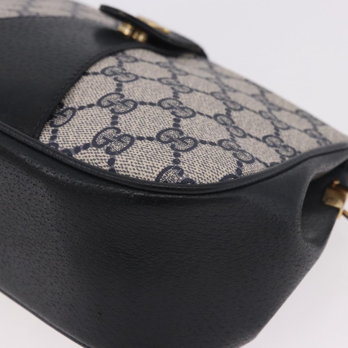 GUCCI GG Supreme Sherry Line Shoulder Bag PVC Navy Gold 10 02 024 Auth 184481