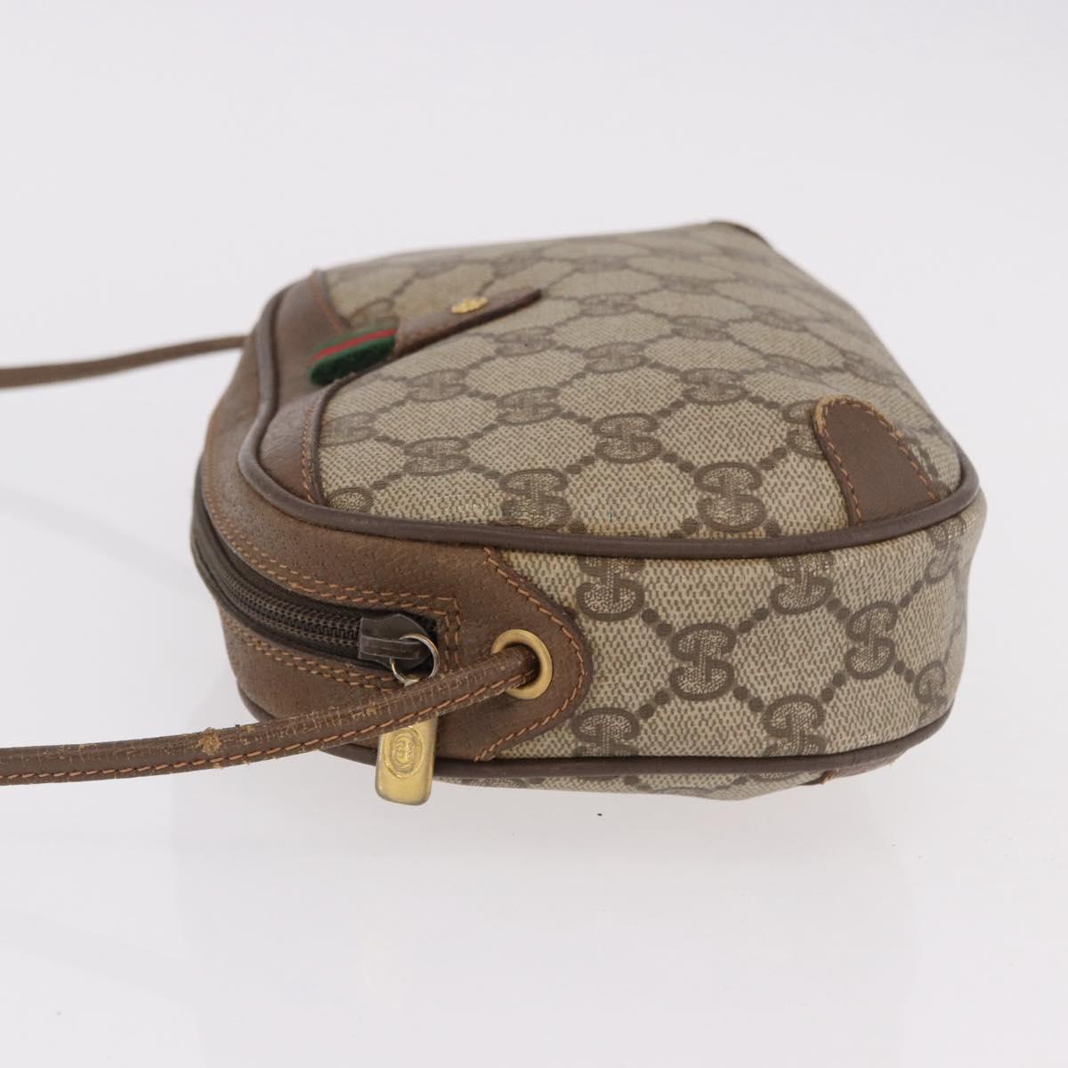 GUCCI GG Supreme Web Sherry Line Bag PVC Beige Gold 89 02 066 Auth 184482