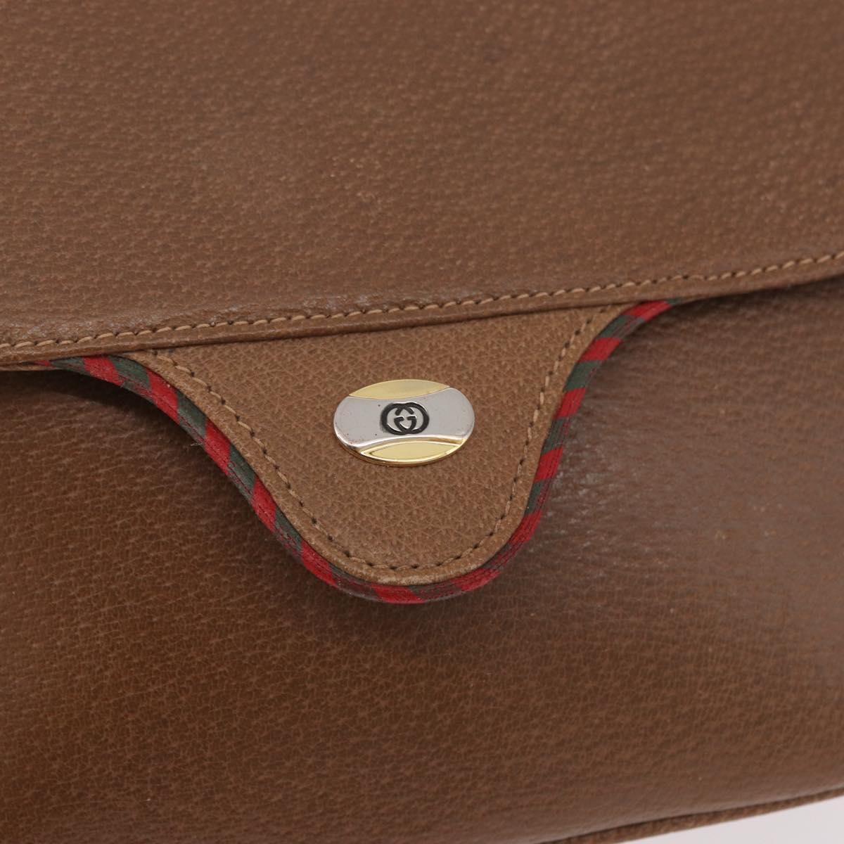 GUCCI Shoulder Bag Leather Gold Brown 72 02 104 Auth 184483